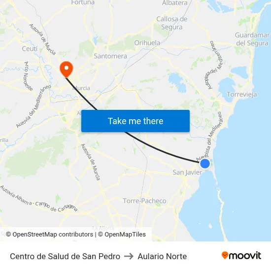 Centro de Salud de San Pedro to Aulario Norte map