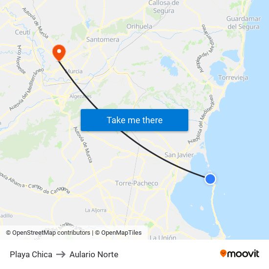 Playa Chica to Aulario Norte map