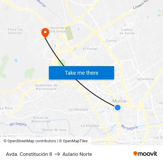 Avda. Constitución 8 to Aulario Norte map