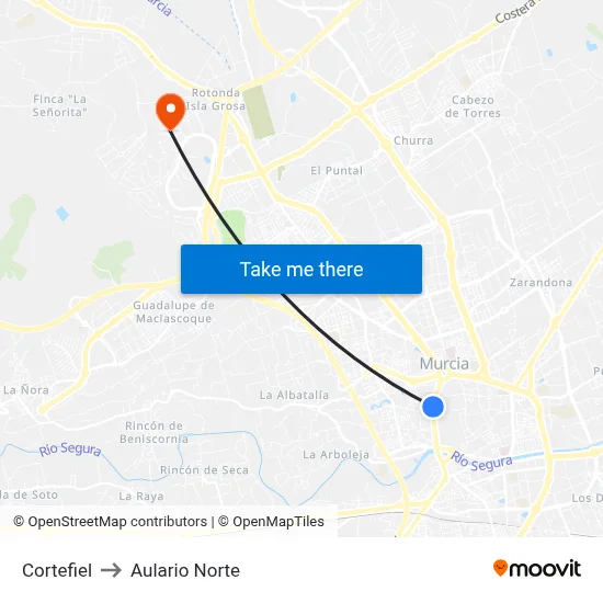 Cortefiel to Aulario Norte map