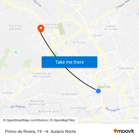 Primo de Rivera, 19 to Aulario Norte map