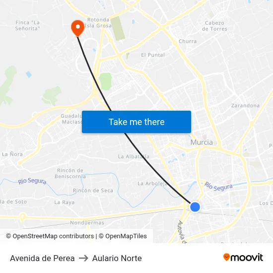Avenida de Perea to Aulario Norte map
