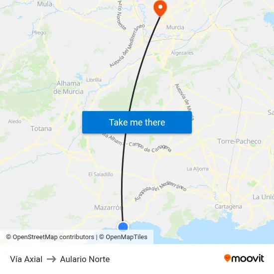 Vía Axial to Aulario Norte map