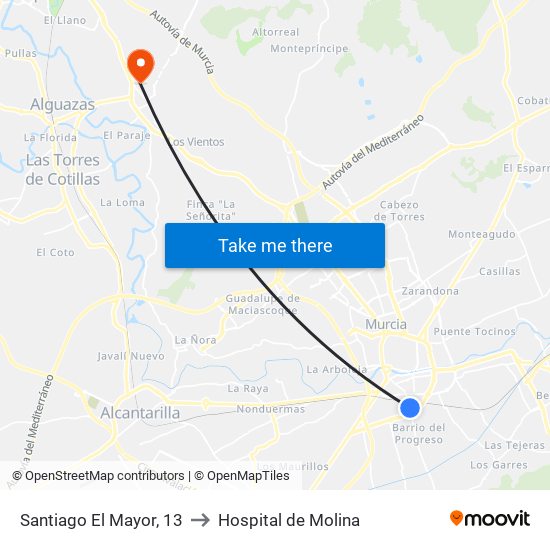 Santiago El Mayor, 13 to Hospital de Molina map