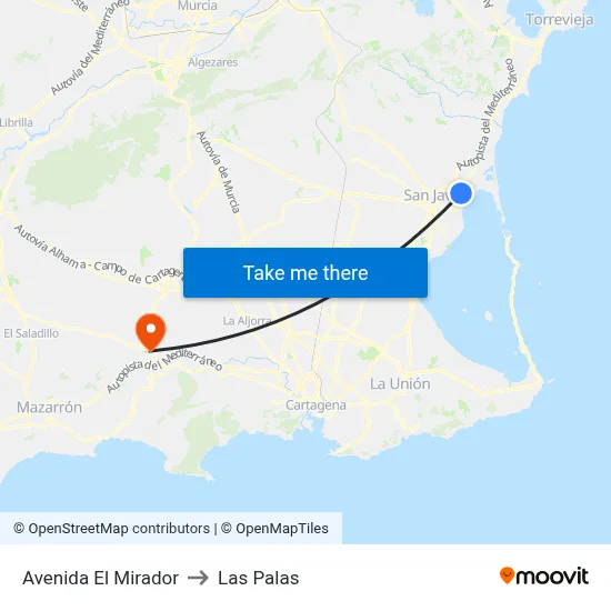Avenida El Mirador to Las Palas map