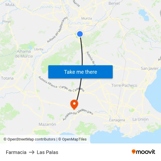 Farmacia to Las Palas map