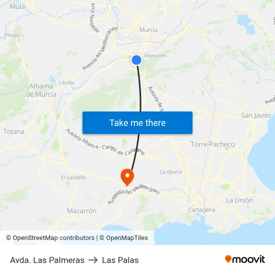 Avda. Las Palmeras to Las Palas map