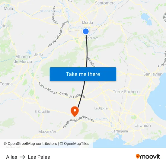 Alias to Las Palas map