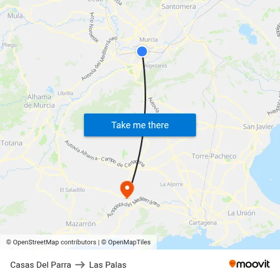 Casas Del Parra to Las Palas map