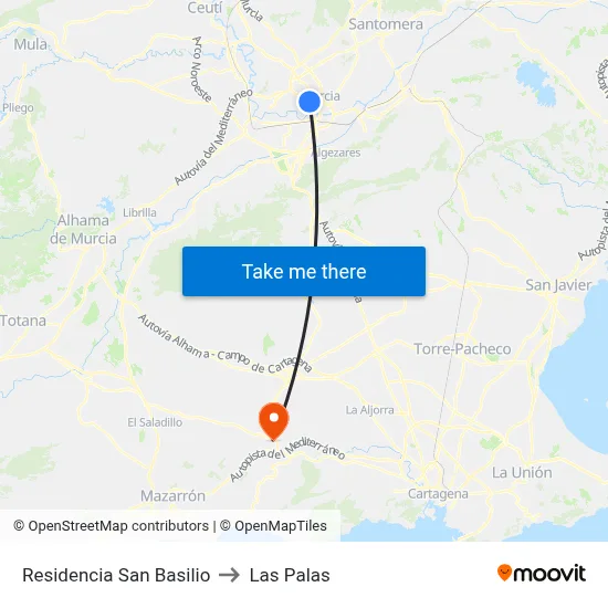 Residencia San Basilio to Las Palas map