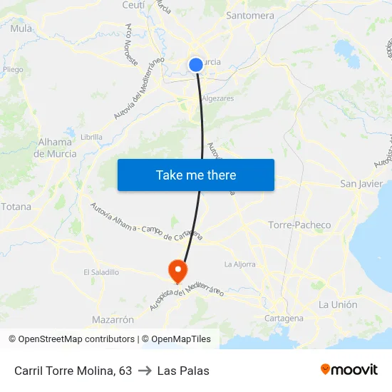 Carril Torre Molina, 63 to Las Palas map