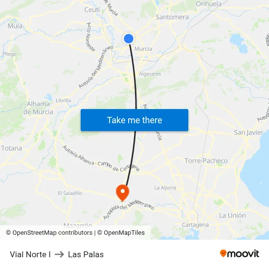Vial Norte I to Las Palas map