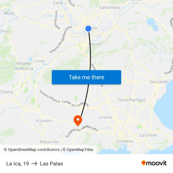 La Ica, 19 to Las Palas map