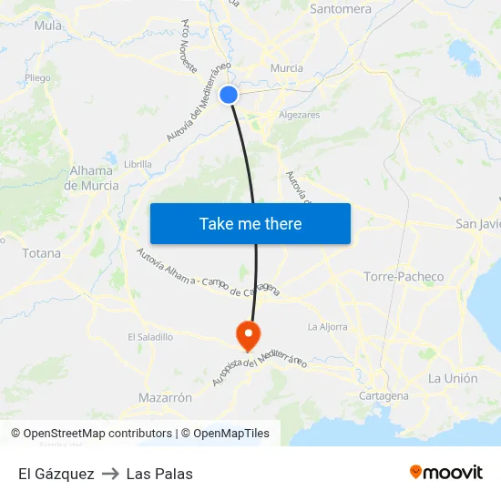 El Gázquez to Las Palas map