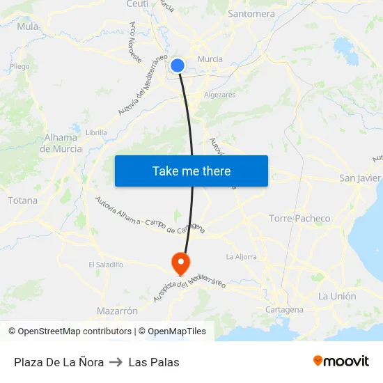 Plaza De La Ñora to Las Palas map
