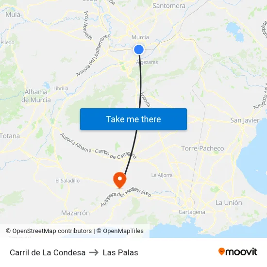 Carril de La Condesa to Las Palas map