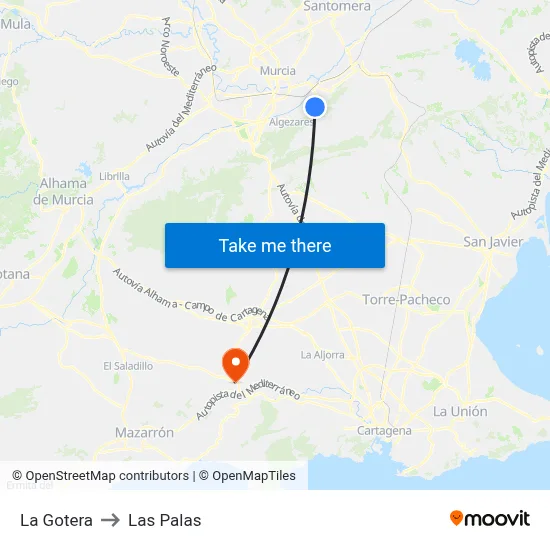 La Gotera to Las Palas map