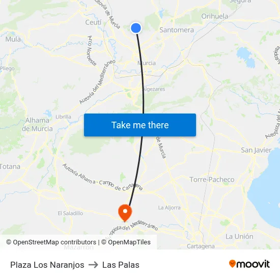 Plaza Los Naranjos to Las Palas map