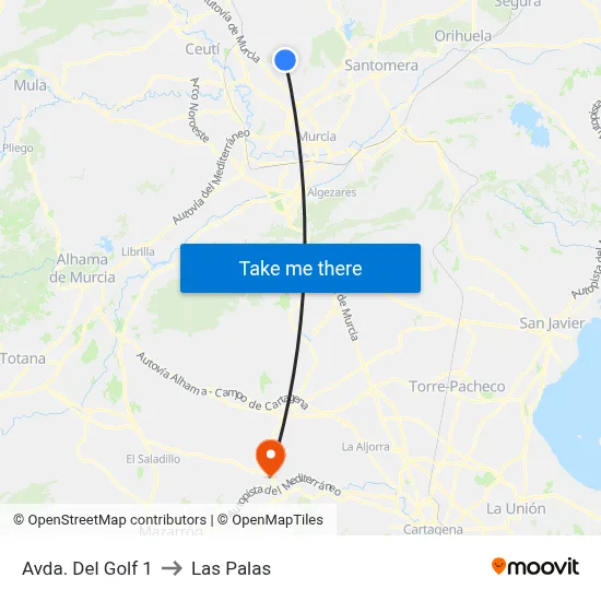 Avda. Del Golf 1 to Las Palas map