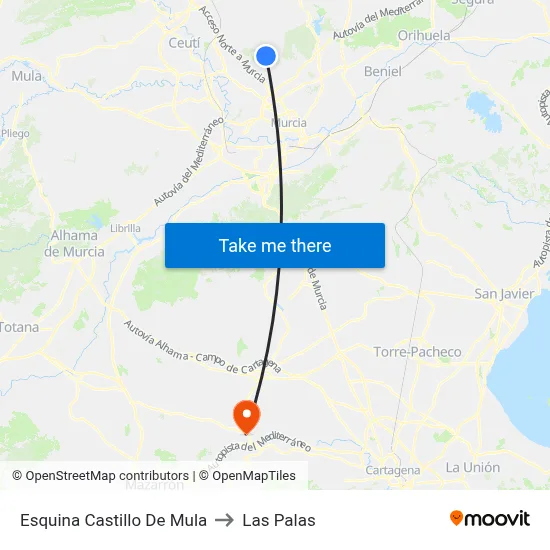 Esquina Castillo De Mula to Las Palas map