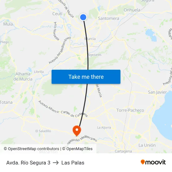 Avda. Río Segura 3 to Las Palas map
