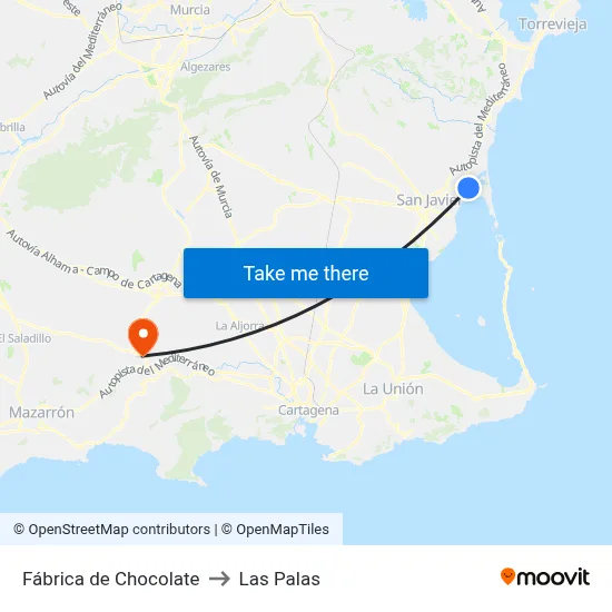 Fábrica de Chocolate to Las Palas map