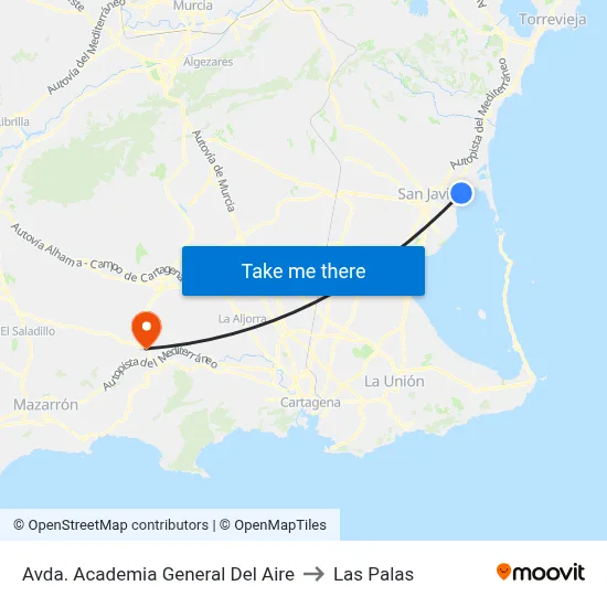 Avda. Academia General Del Aire to Las Palas map