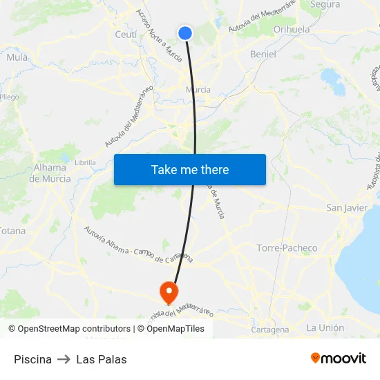 La Alcayna (Piscina) to Las Palas map