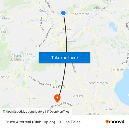 Cruce Altorreal (Club Hípico) to Las Palas map