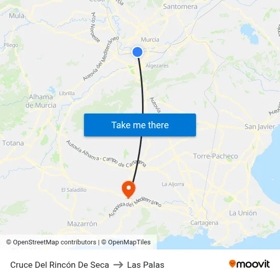 Cruce Del Rincón De Seca to Las Palas map