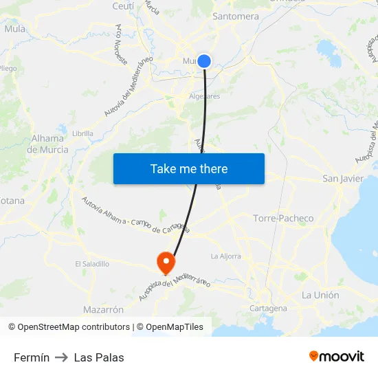 Fermín to Las Palas map