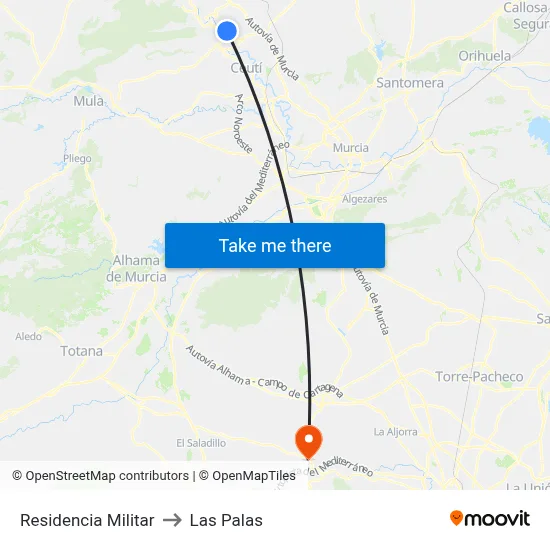 Residencia Militar to Las Palas map