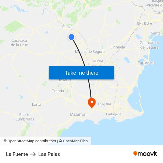 La Fuente to Las Palas map