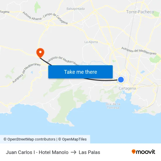 Juan Carlos I - Hotel Manolo to Las Palas map