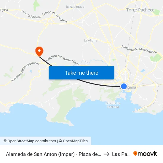 Alameda de San Antón (Impar) - Plaza de España to Las Palas map
