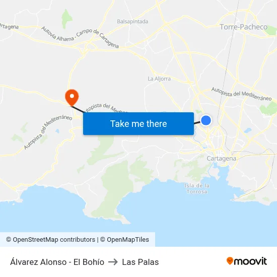 Álvarez Alonso - El Bohío to Las Palas map