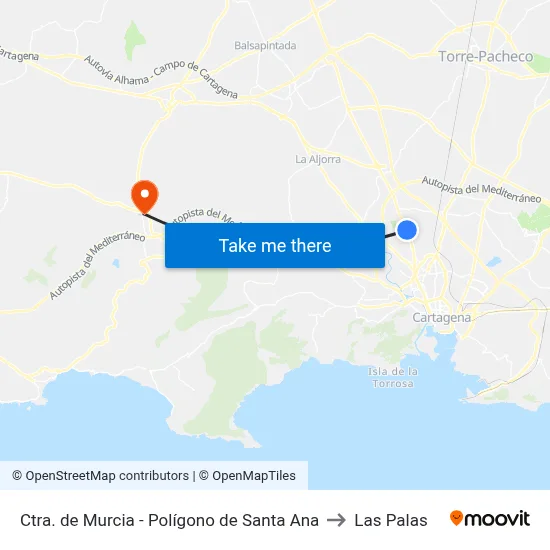 Ctra. de Murcia - Polígono de Santa Ana to Las Palas map