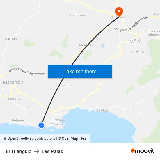El Triángulo to Las Palas map