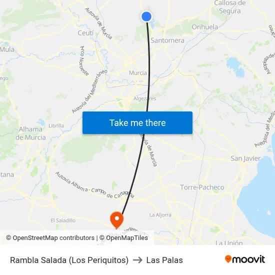 Rambla Salada (Los Periquitos) to Las Palas map