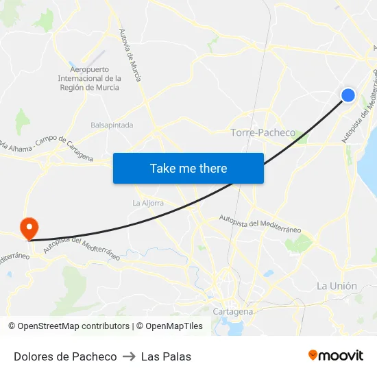 Dolores de Pacheco to Las Palas map