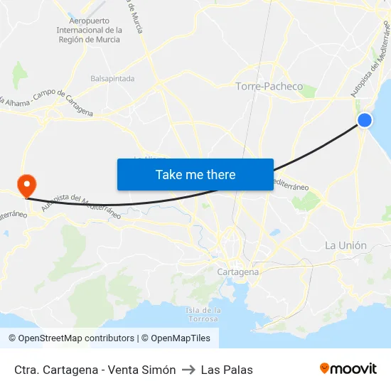 Ctra. Cartagena - Venta Simón to Las Palas map