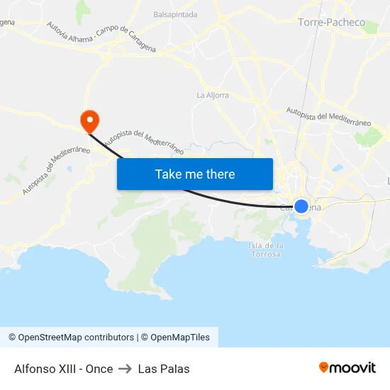 Alfonso XIII - Once to Las Palas map