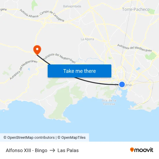 Alfonso XIII - Bingo to Las Palas map