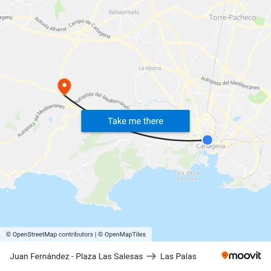 Juan Fernández - Plaza Las Salesas to Las Palas map