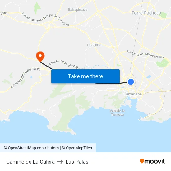 Camino de La Calera to Las Palas map