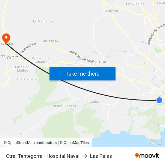 Ctra. Tentegorra - Hospital Naval to Las Palas map