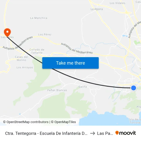 Ctra. Tentegorra - Escuela De Infantería De Marina to Las Palas map