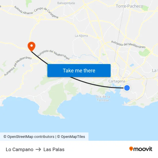 Lo Campano to Las Palas map