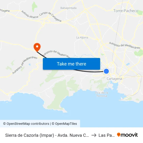 Sierra de Cazorla (Impar) - Avda. Nueva Cartagena to Las Palas map