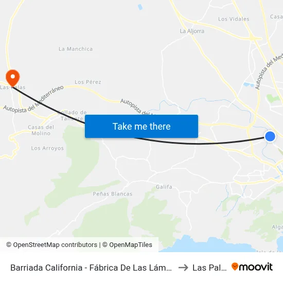 Barriada California - Fábrica De Las Lámparas to Las Palas map